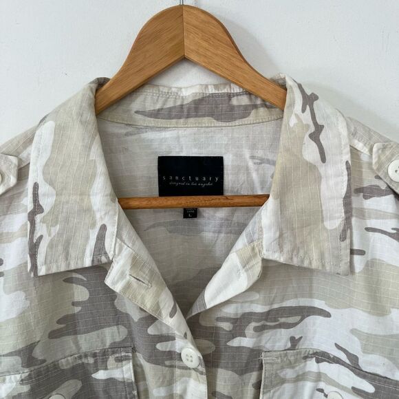 Anthropologie Sanctuary NWOT Neutral Camouflage Military Style Shacket Jacket - Picture 7 of 9